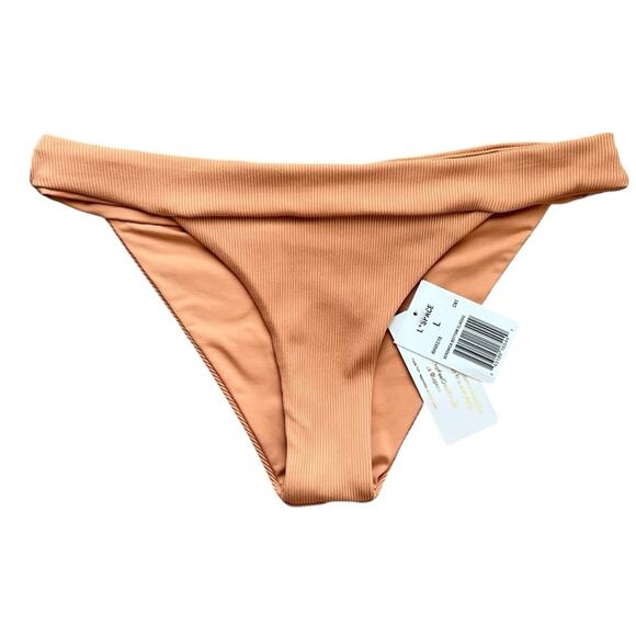 New L*Space Veronica Women’s Chestnut Ribbed Foldover Bikini Bottom Classic Sz L - Picture 2 of 9